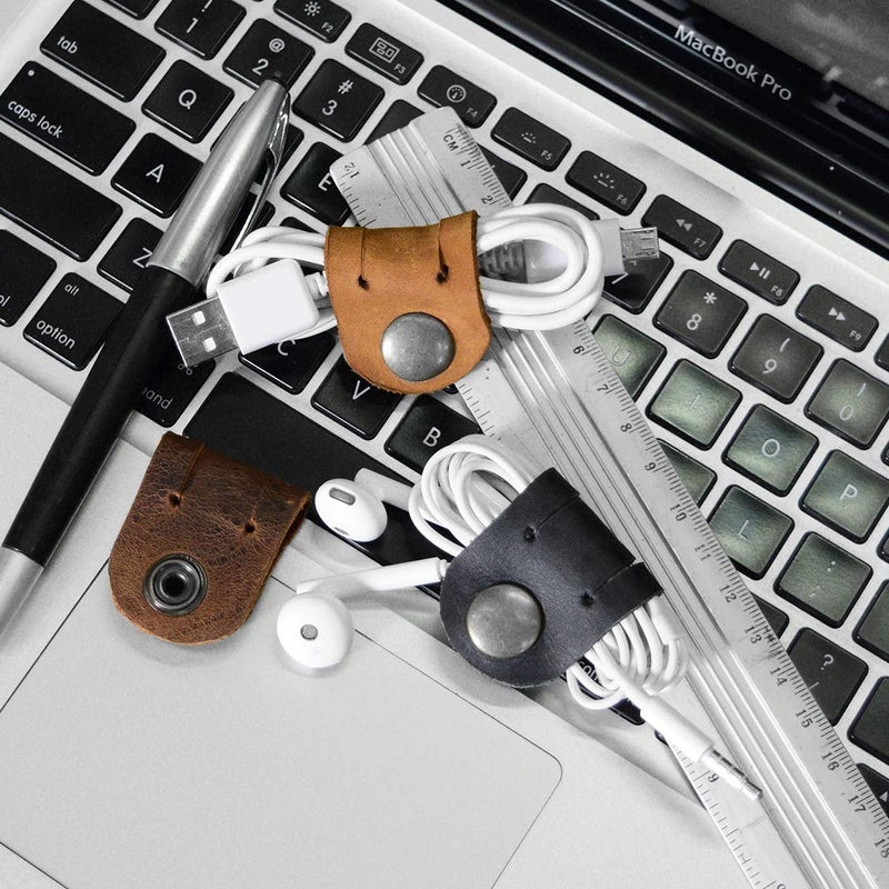 Hide & Drink, Leather Cord Organizer (3 Pack) / Earbud/Cable/Earphone Holder/Case/Phone Accessories/Travel Essentials, Handmade :: Multicolor - Image 4
